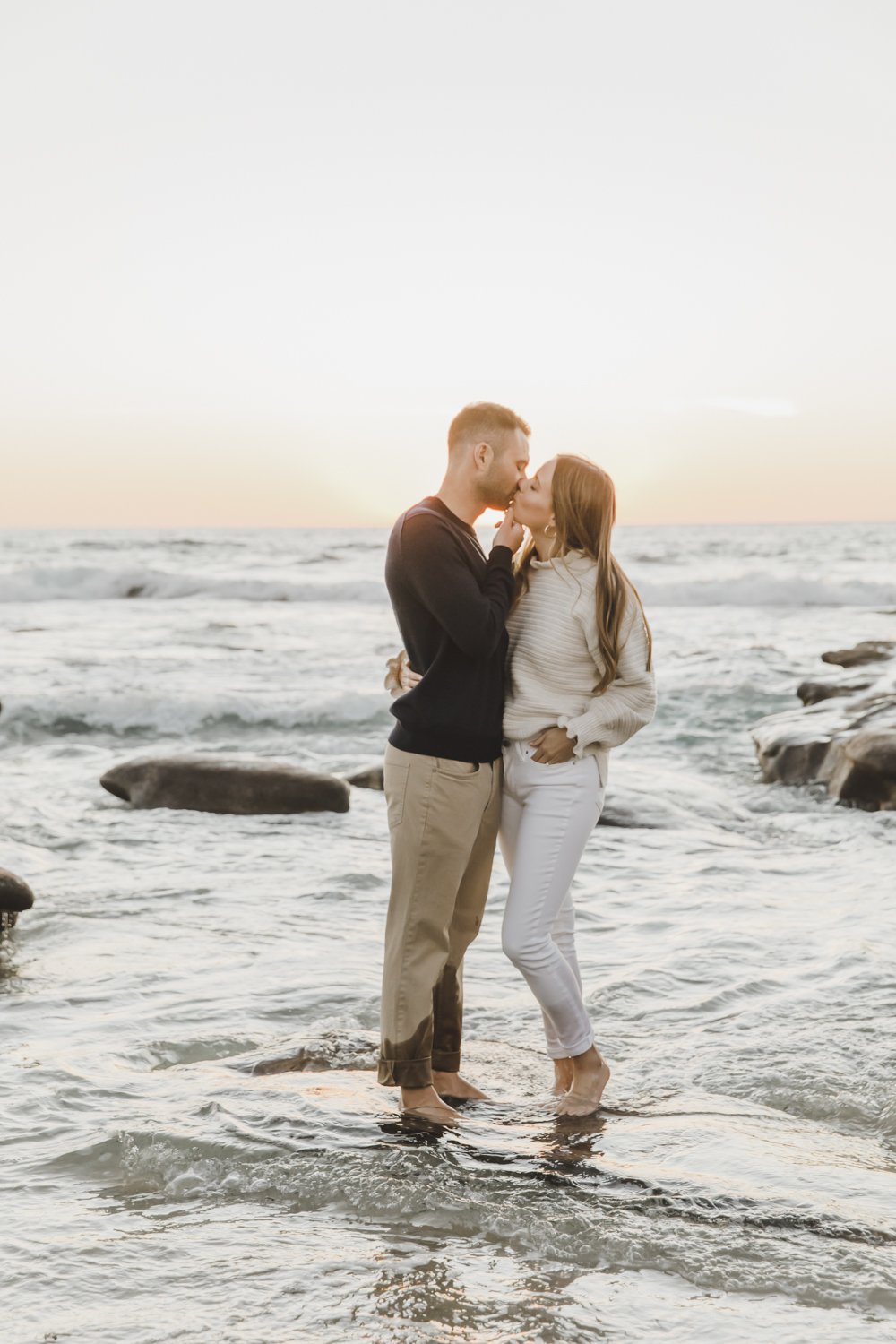 Beautiful Windnsea Beach, San Diego Sunset Engagement Photography Session 