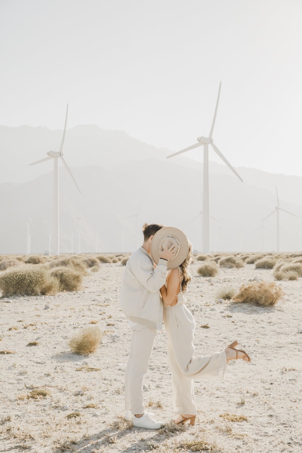 Best Palm Springs Engagement Photography Session Locations: Windmills &amp; Open Desert Fields