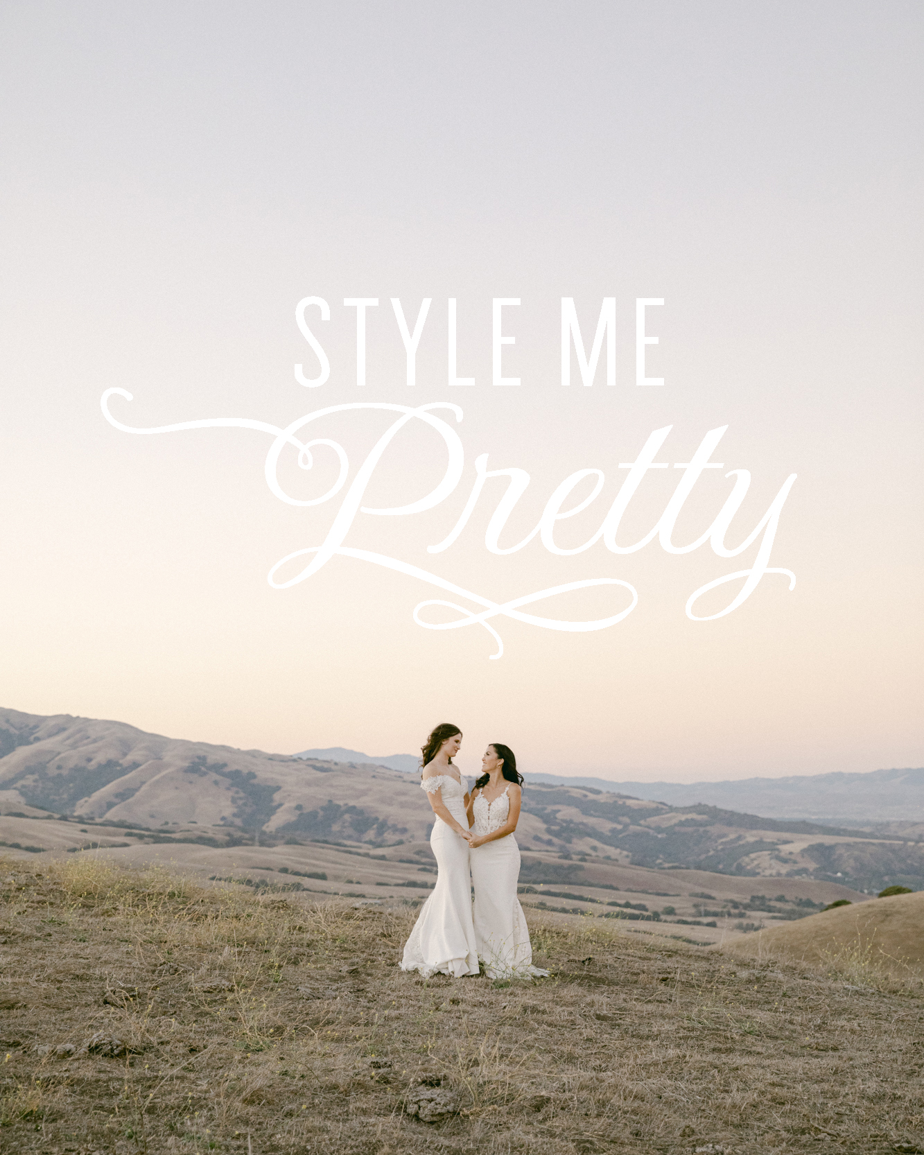 Style Me Pretty feature. Beautiful LGBTQ wedding at Nella Terra Cellars, with a luxurious wedding flower design, the brides in couture wedding dresses, and more!