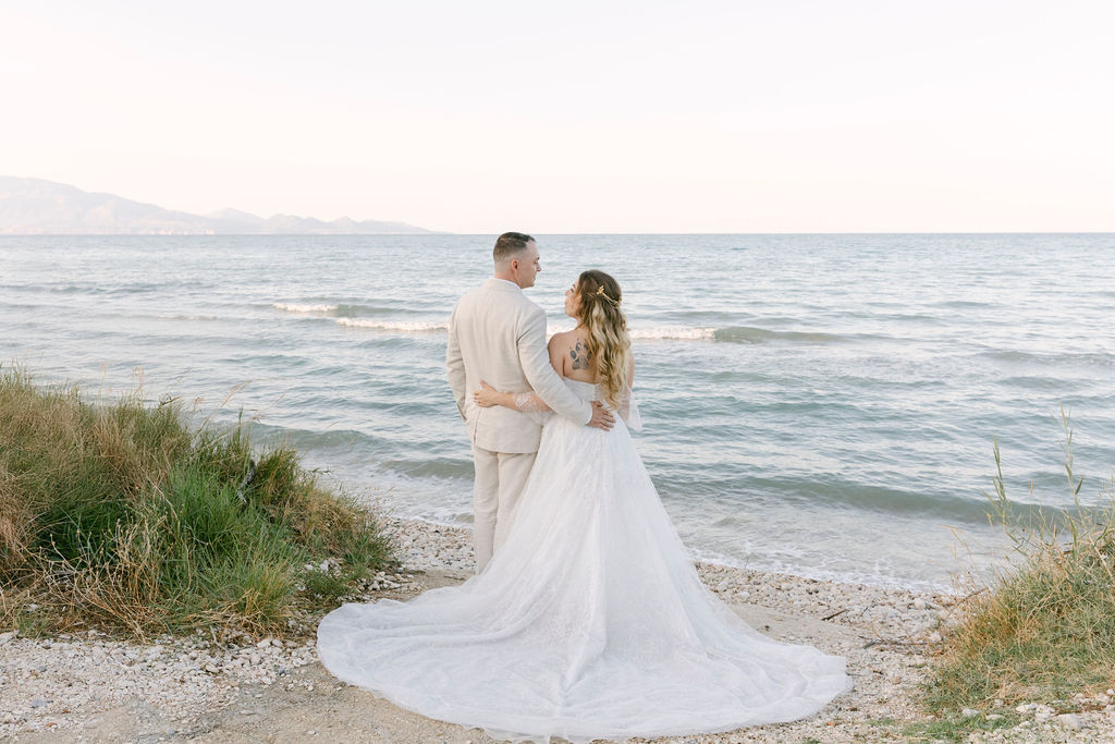 happy couple at their wedding in greece