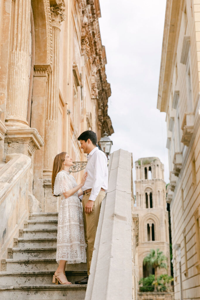 couple looking at each other during their session in italy