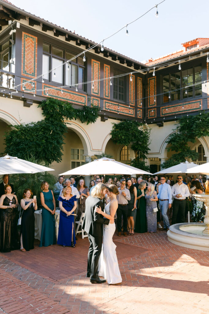 bride and groom dancing