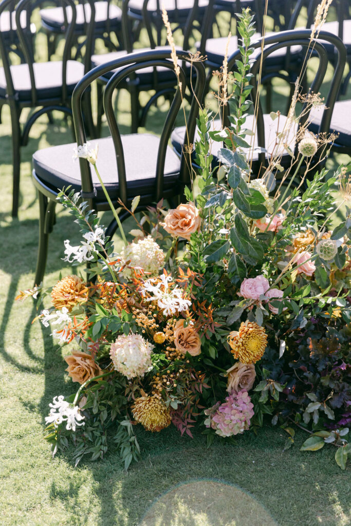 colorful flowers at the wedding ceremony 