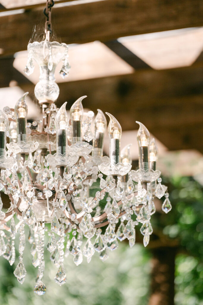 chandeliers at the wedding reception