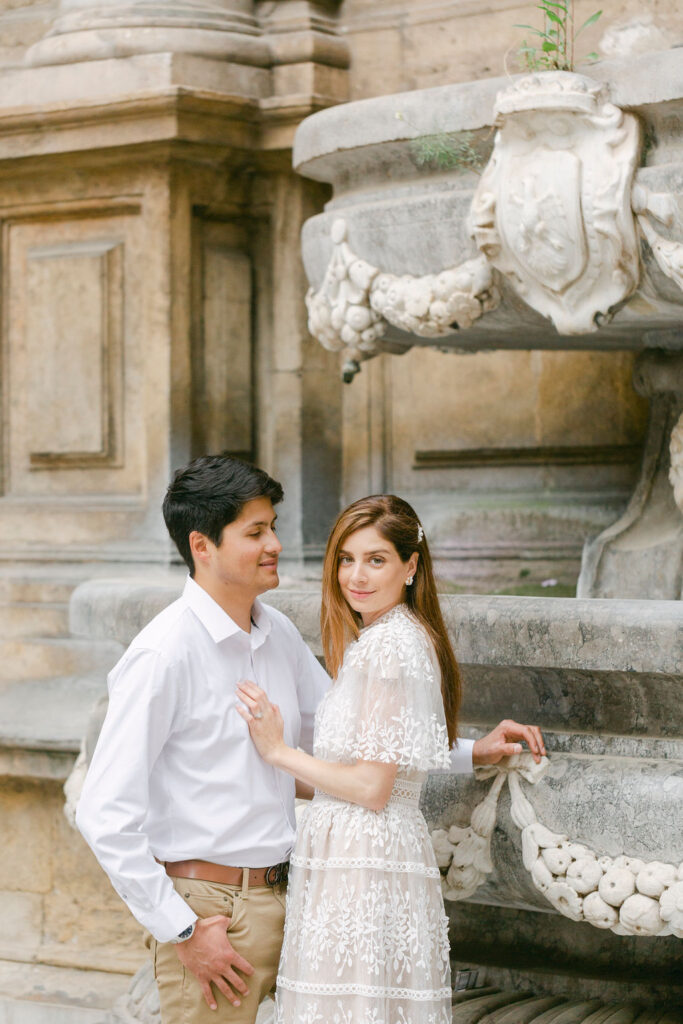 couple posing for the camera during their engagement session