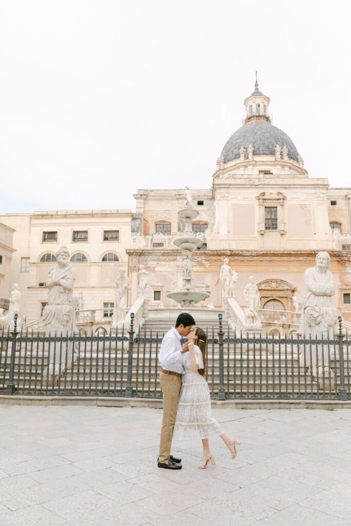 couple kissing during their engagement session