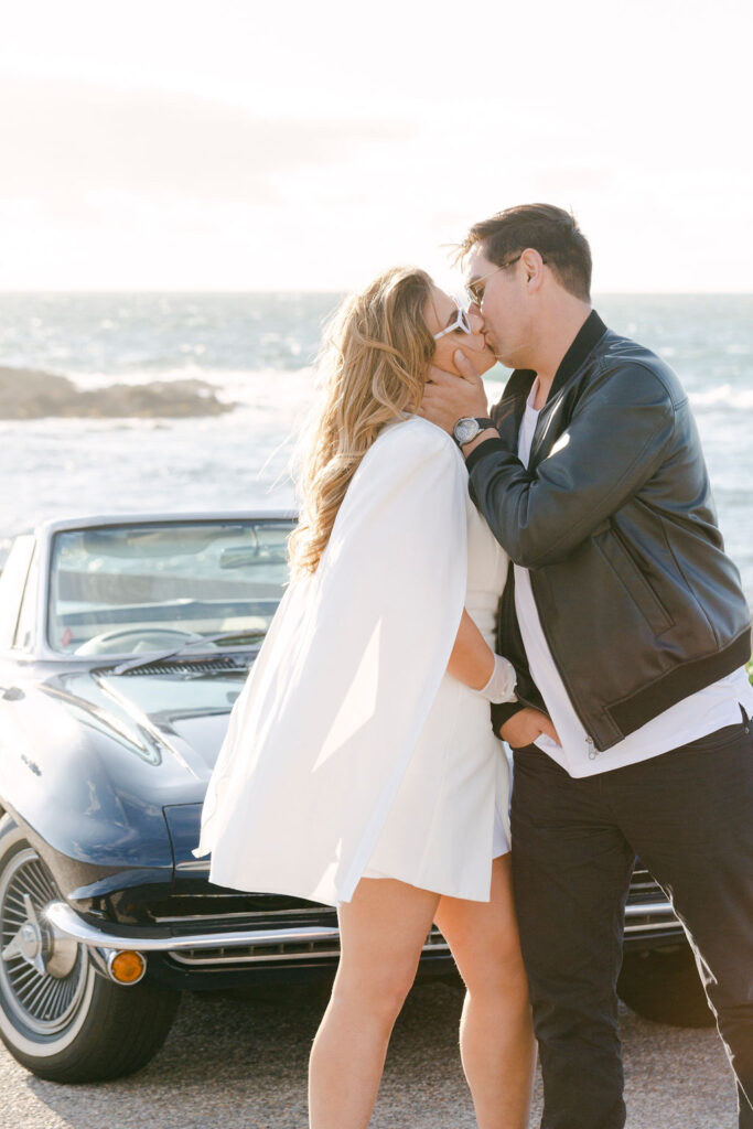 cute couple kissing at their engagement session