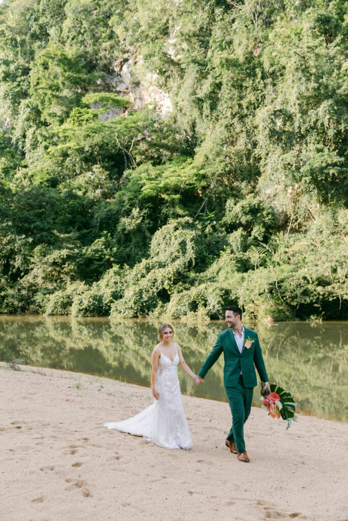 newlyweds before heading to their wedding reception