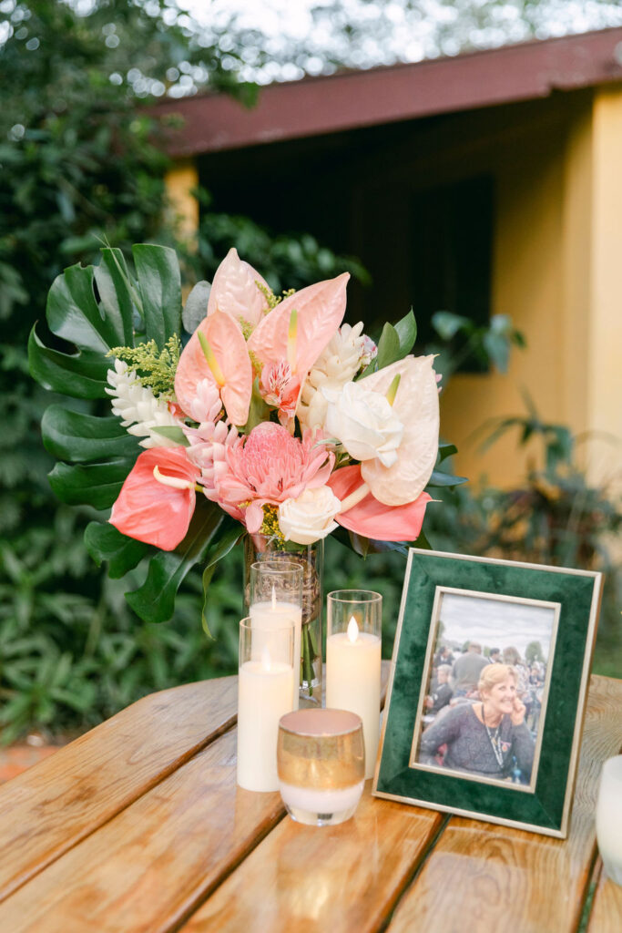 colorful wedding arrangements at the reception