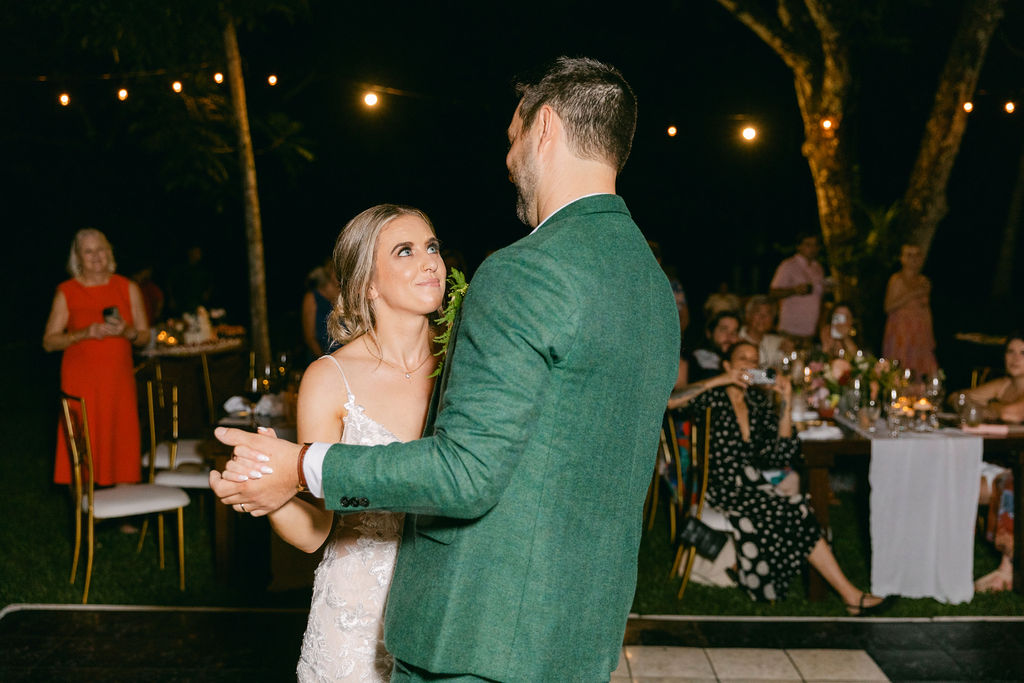 cute couple dancing at their reception