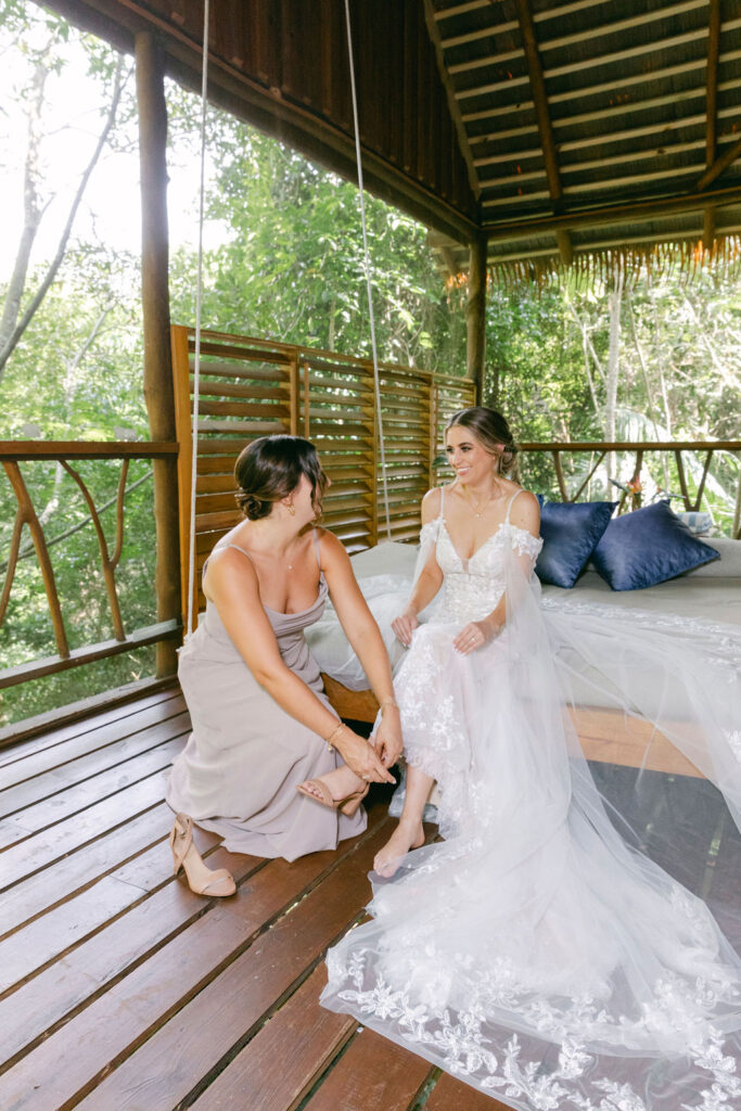 bride before heading to the wedding ceremony 