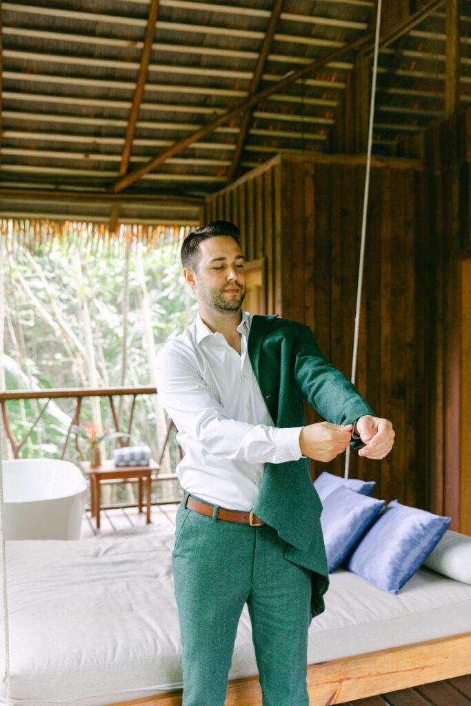 groom getting ready for the ceremony 