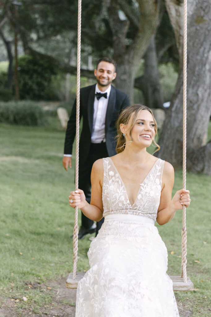 bride and groom with each other during wedding photos in carmel