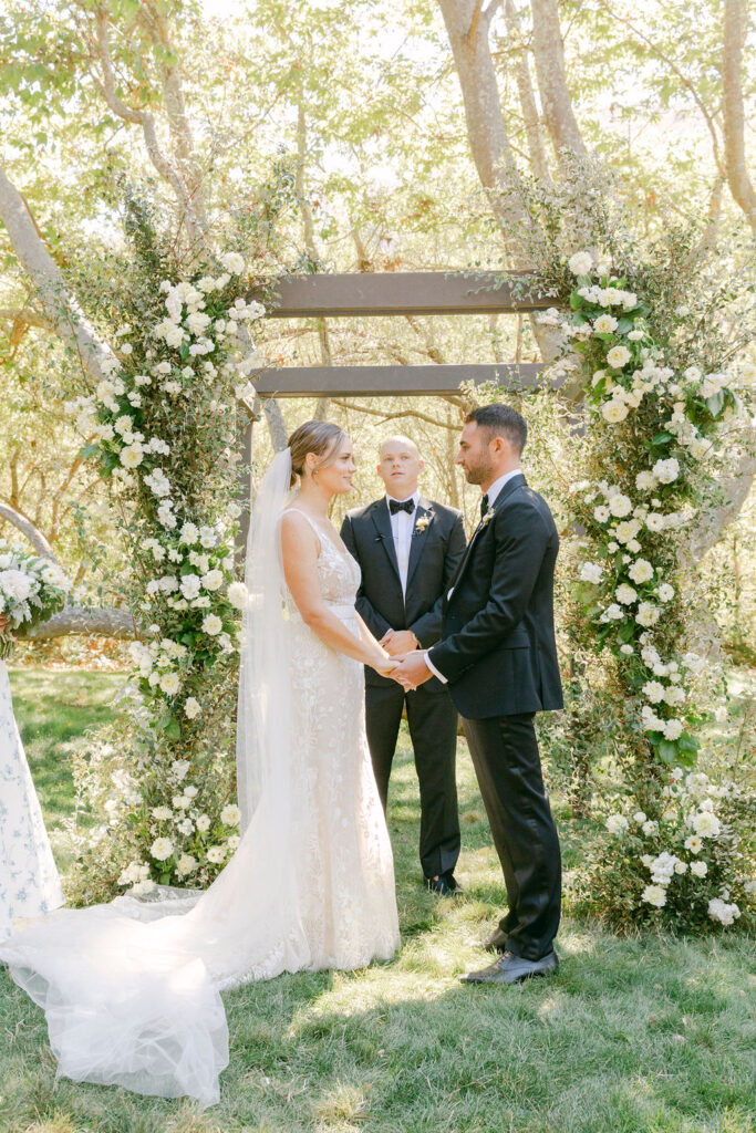 cute picture of the bride and groom at their summer ceremony