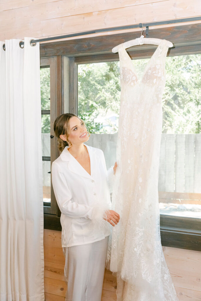 cute picture of the bride with her wedding dress