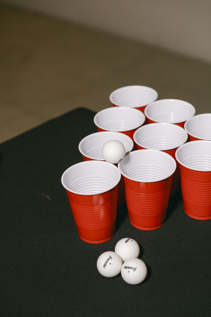 beer pong at the after party for a wedding at Carmel Valley Ranch